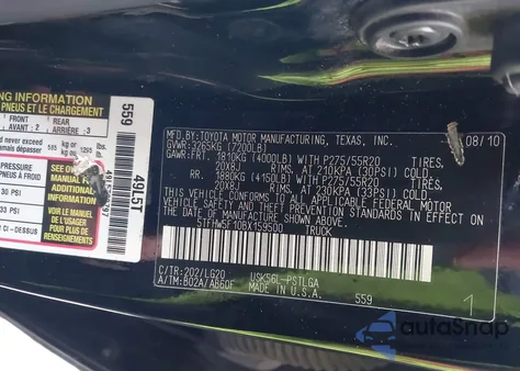 2011 Toyota Tundra Limited 5.7L V8 from USA, damaged, VIN 5TFHW5F10BX159500